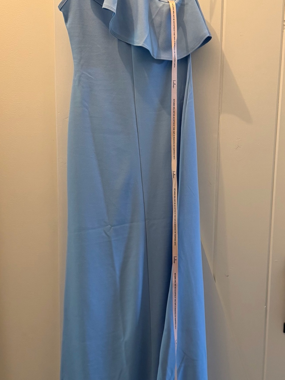 Lulu's Sky-Blue One-Shoulder Ruffle Gown - Picture 3 of 4